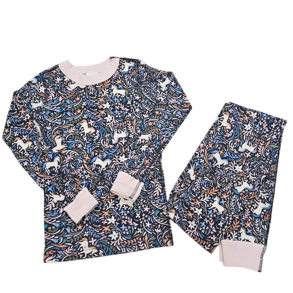 Hanna Andersson Kids Unicorn Pajamas Size 6 7 Organic Cotton Long Sleeve Set